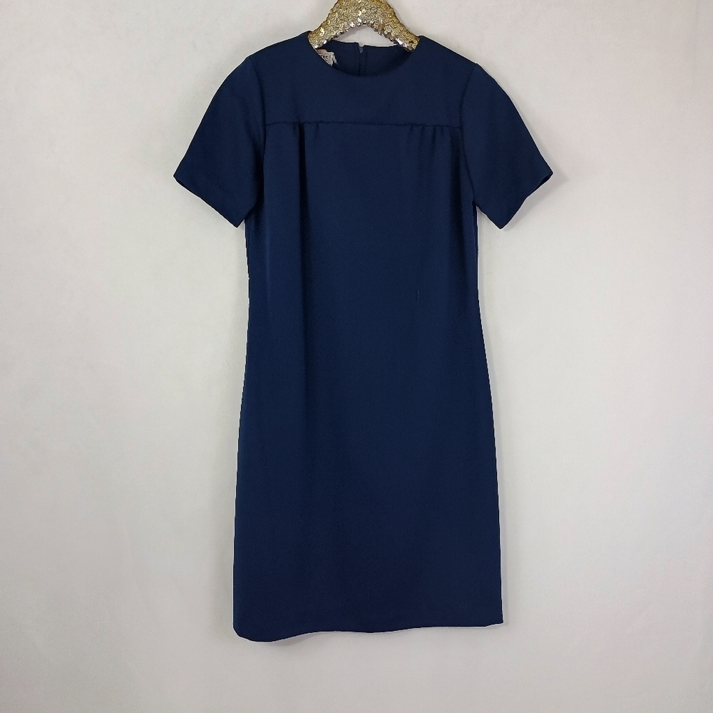 Vintage 60s Smartee Togs Women's Blue Pied De Poule Dress Jacket Combo size 12 - Picture 10 of 12